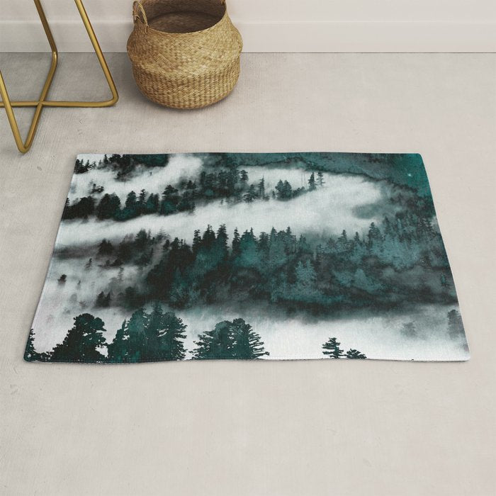 Foggy Forest Fun - Turquoise Mountains Rug Gallery Image 1