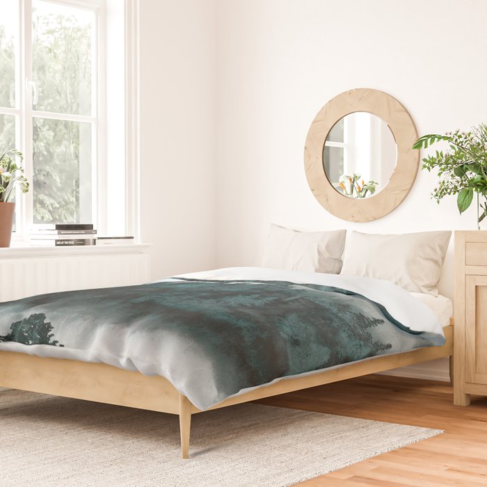 Foggy Forest Fun - Turquoise Mountains Duvet Cover Gallery Image 2