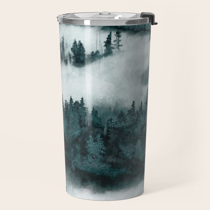 Foggy Forest Fun - Turquoise Mountains Travel Mug Gallery Image 2