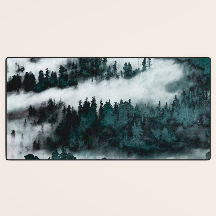 Foggy Forest Fun - Turquoise Mountains Desk Mat Gallery Image 3