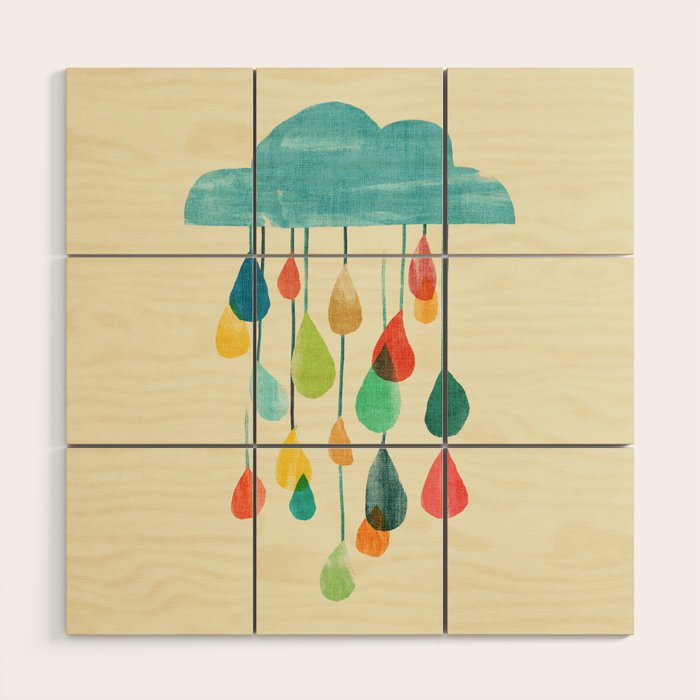 cloudy with a chance of rainbow Wood Wall Art Gallery Image 1