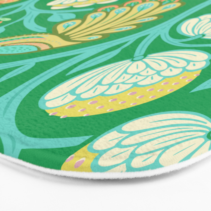Peacock Dreams - Electric Green Bath Mat Gallery Image 3