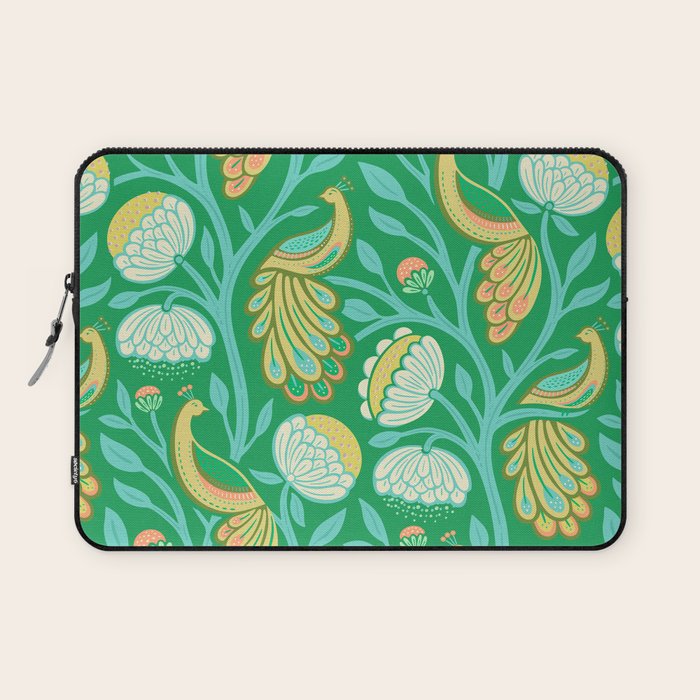 Peacock Dreams - Electric Green Laptop Sleeve Gallery Image 1