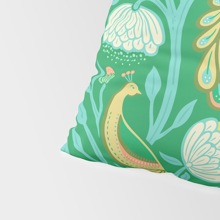 Peacock Dreams - Electric Green Pillow Sham Gallery Image 4