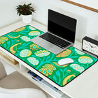 Peacock Dreams - Electric Green Desk Mat Gallery Image 2