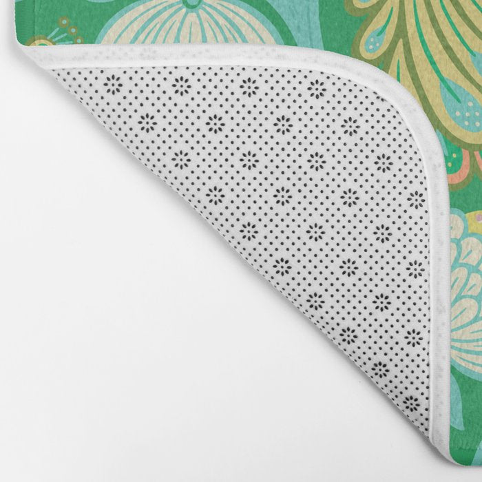 Peacock Dreams - Electric Green Bath Mat Gallery Image 2