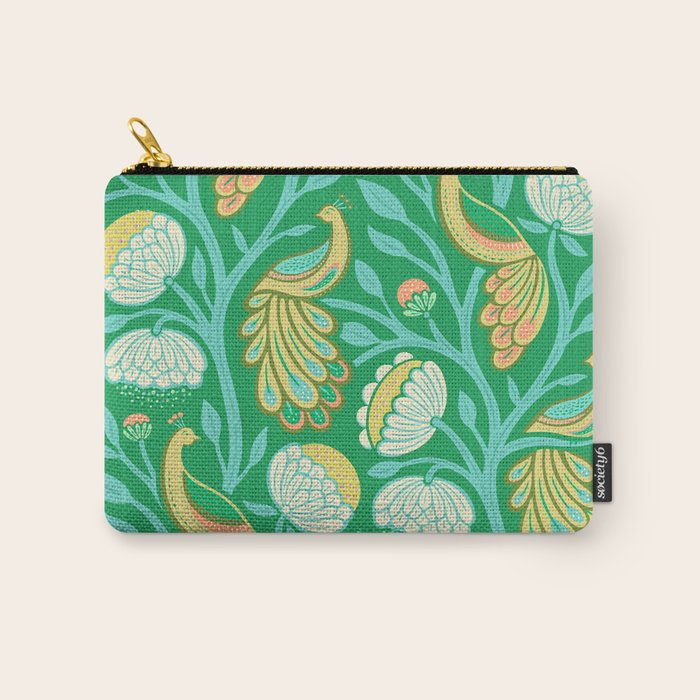 Peacock Dreams - Electric Green Carry All Pouch Gallery Image 1