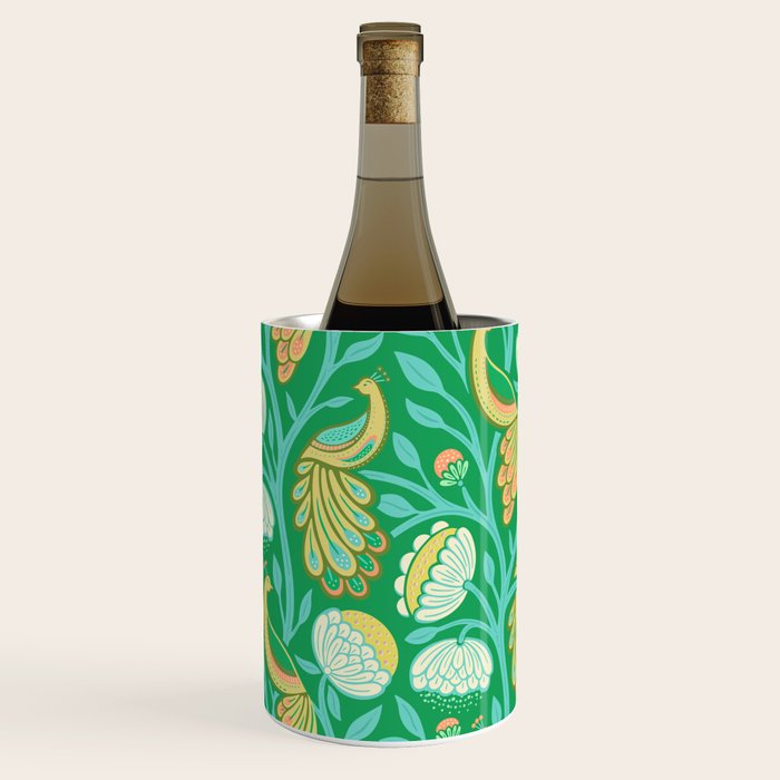 Peacock Dreams - Electric Green Wine Chiller Gallery Image 1