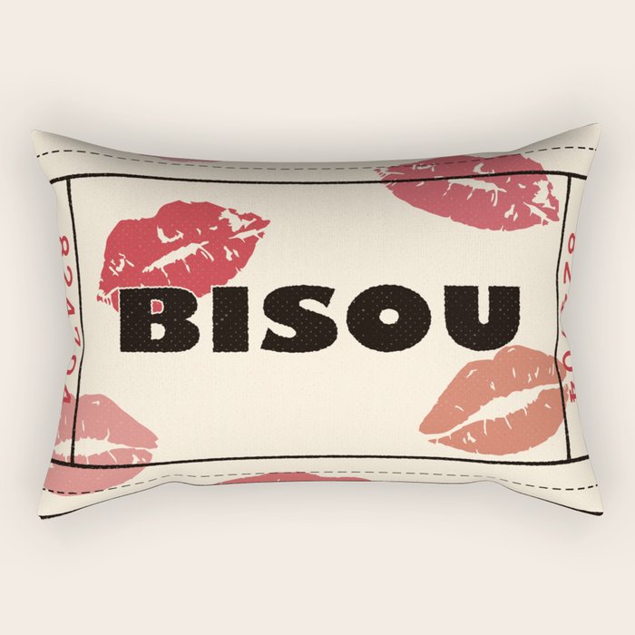 Bisou Bisou. Retro Movie Ticket Rectangular Pillow Gallery Image 1