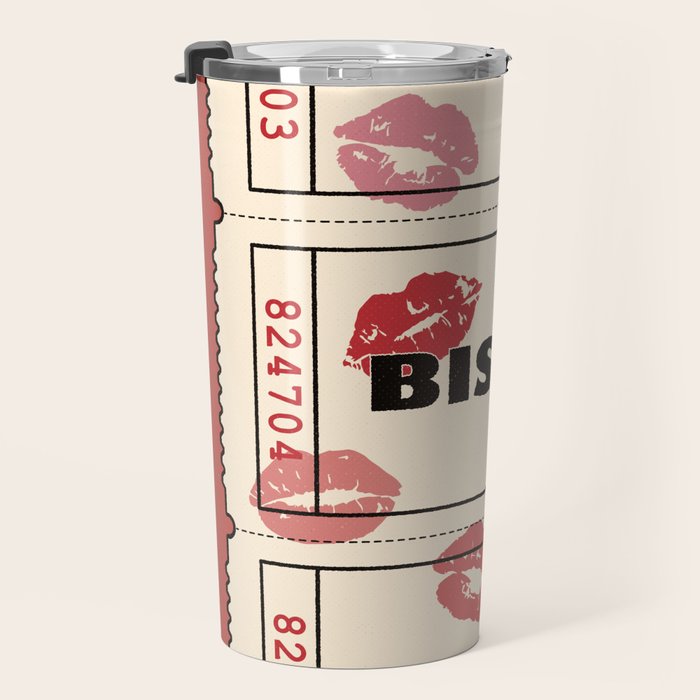 Bisou Bisou. Retro Movie Ticket Travel Mug Gallery Image 3