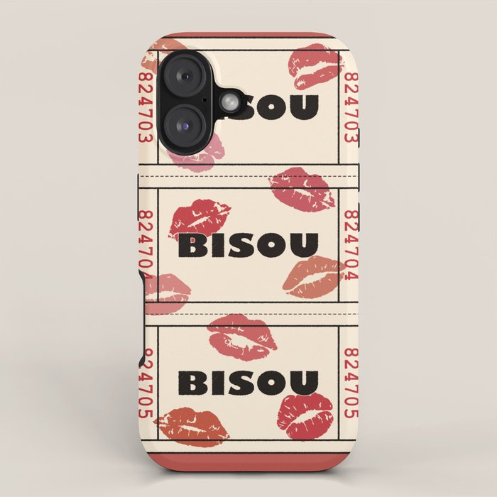 Bisou Bisou. Retro Movie Ticket iPhone Case Gallery Image 1