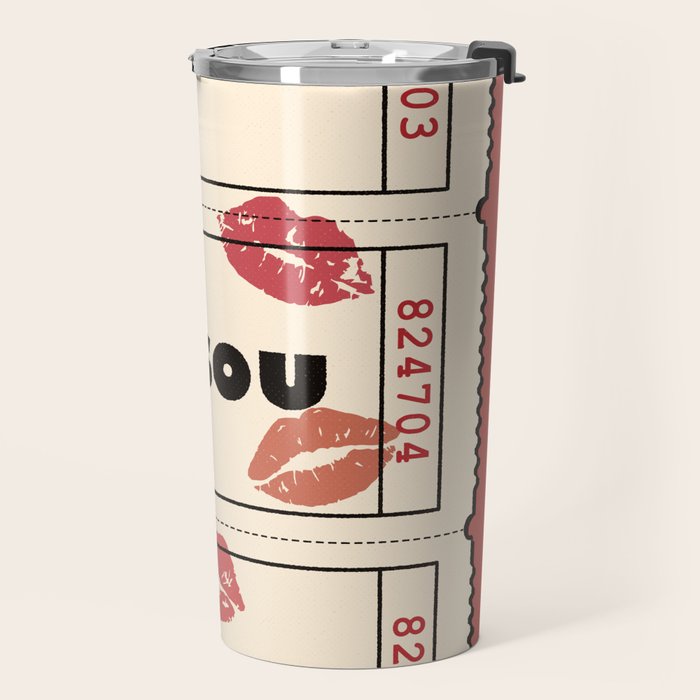 Bisou Bisou. Retro Movie Ticket Travel Mug Gallery Image 2