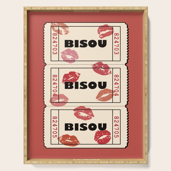 Bisou Bisou. Retro Movie Ticket Serving Tray Gallery Image 1