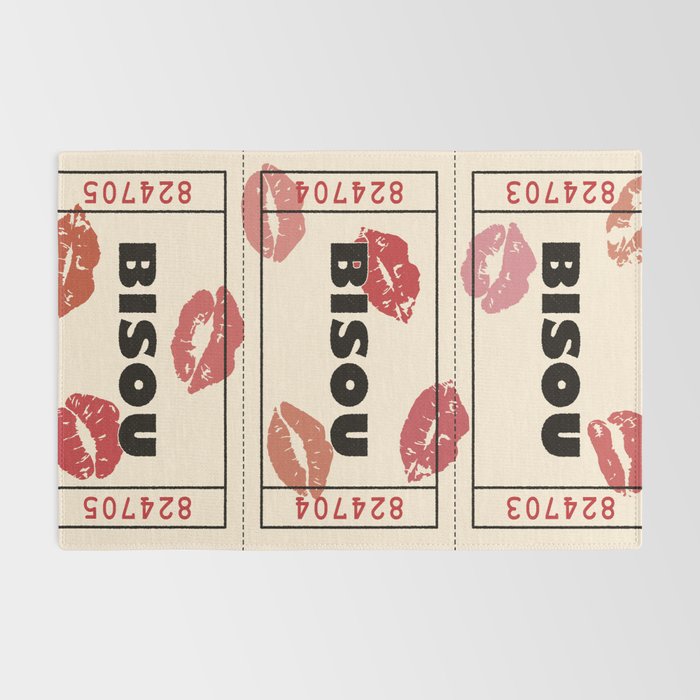 Bisou Bisou. Retro Movie Ticket Rug Gallery Image 2