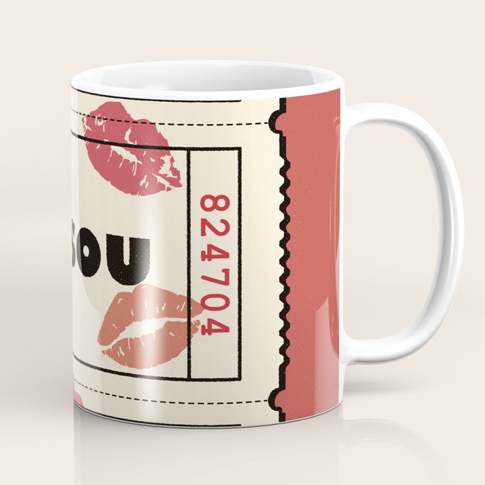 Bisou Bisou. Retro Movie Ticket Coffee Mug Gallery Image 1