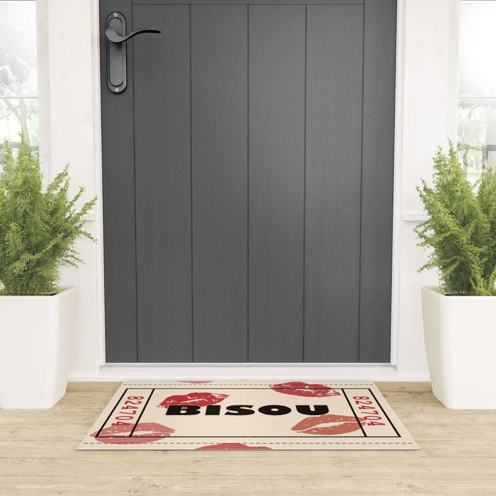 Bisou Bisou. Retro Movie Ticket Welcome Mat Gallery Image 3