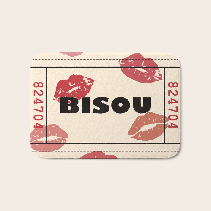 Bisou Bisou. Retro Movie Ticket Bath Mat Gallery Image 1