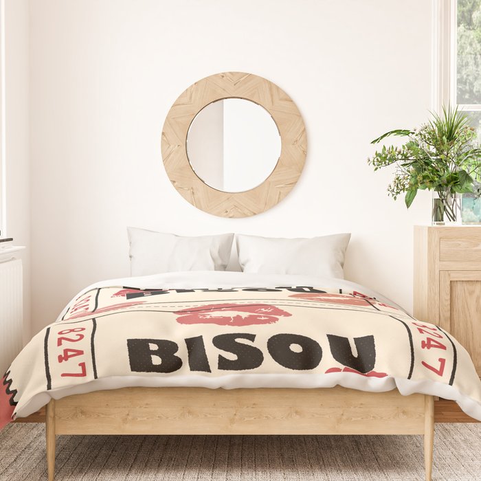 Bisou Bisou. Retro Movie Ticket Duvet Cover Gallery Image 3