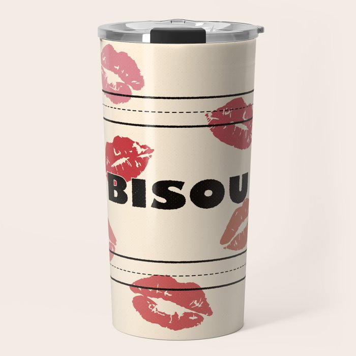 Bisou Bisou. Retro Movie Ticket Travel Mug Gallery Image 1