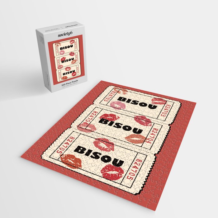 Bisou Bisou. Retro Movie Ticket Jigsaw Puzzle Gallery Image 2