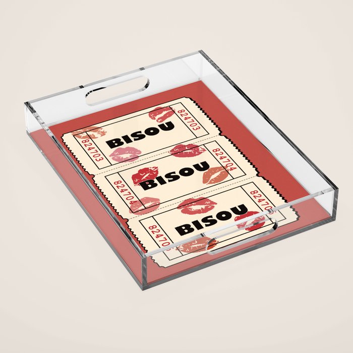 Bisou Bisou. Retro Movie Ticket Acrylic Tray Gallery Image 1