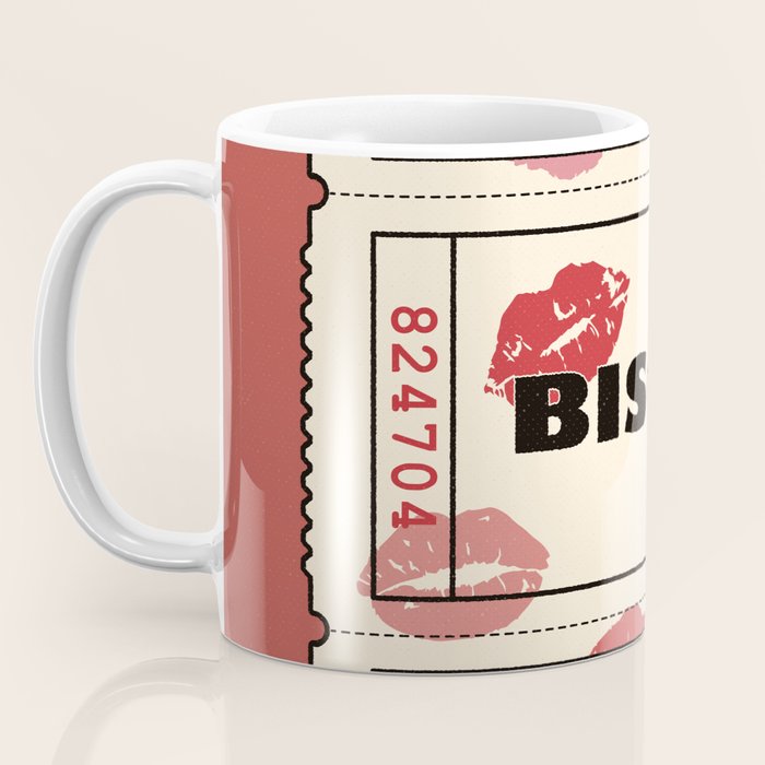 Bisou Bisou. Retro Movie Ticket Coffee Mug Gallery Image 3