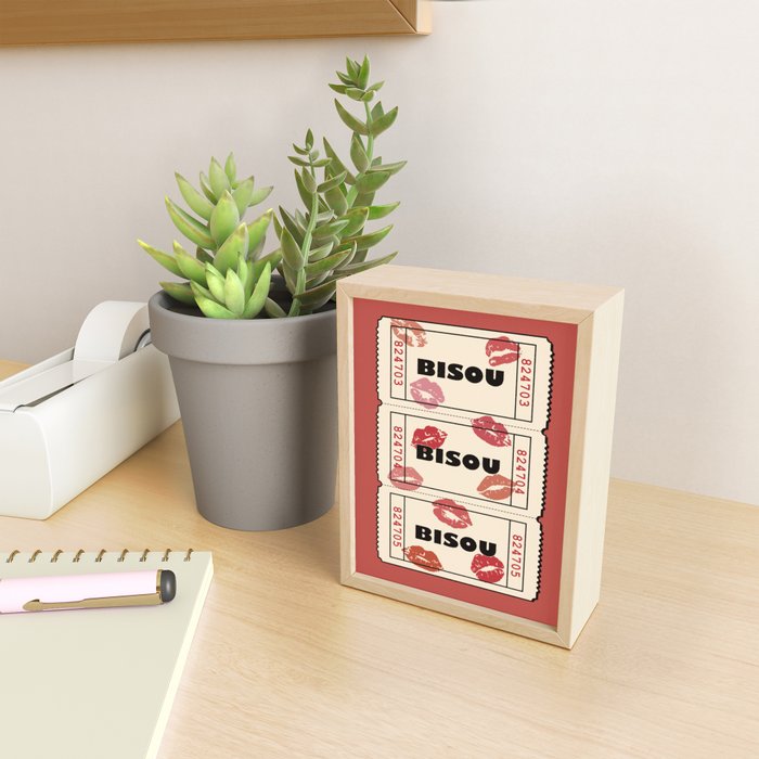 Bisou Bisou. Retro Movie Ticket Mini Art Print Gallery Image 2