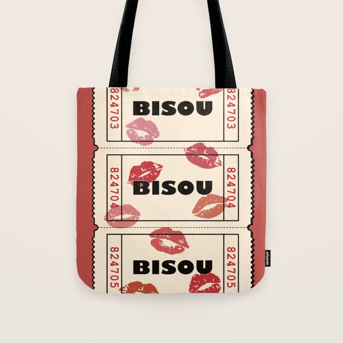 Bisou Bisou. Retro Movie Ticket Tote Bag Gallery Image 1