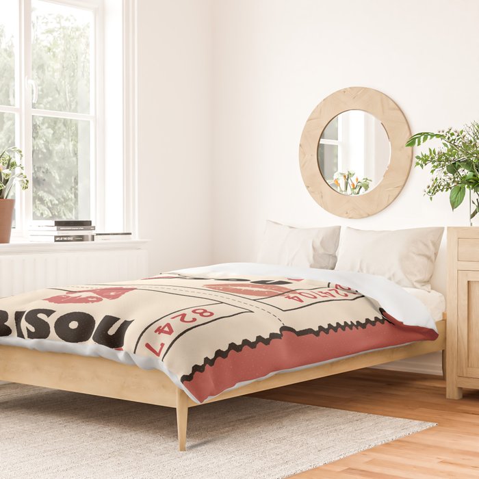 Bisou Bisou. Retro Movie Ticket Duvet Cover Gallery Image 2