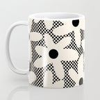 Daisy Time Retro Floral Checks and Dots Pattern in Black and Almond Cream Coffee Mug Gallery Image 3