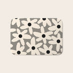 Daisy Time Retro Floral Checks and Dots Pattern in Black and Almond Cream Bath Mat Gallery Image 1