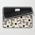 Daisy Time Retro Floral Checks and Dots Pattern in Black and Almond Cream Laptop Sleeve Gallery Image 2