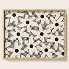 Daisy Time Retro Floral Checks and Dots Pattern in Black and Almond Cream Serving Tray Gallery Image 1