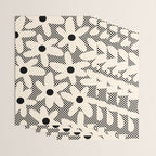 Daisy Time Retro Floral Checks and Dots Pattern in Black and Almond Cream Wrapping Paper Gallery Image 3