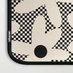 Daisy Time Retro Floral Checks and Dots Pattern in Black and Almond Cream Laptop Sleeve Gallery Image 3