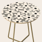 Daisy Time Retro Floral Checks and Dots Pattern in Black and Almond Cream Side Table Gallery Image 2