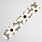Daisy Time Retro Floral Checks and Dots Pattern in Black and Almond Cream Table Runner Gallery Image 3
