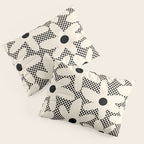 Daisy Time Retro Floral Checks and Dots Pattern in Black and Almond Cream Pillow Sham Gallery Image 3
