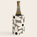 Daisy Time Retro Floral Checks and Dots Pattern in Black and Almond Cream Wine Chiller Gallery Image 1