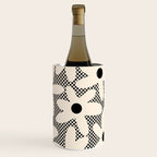 Daisy Time Retro Floral Checks and Dots Pattern in Black and Almond Cream Wine Chiller Gallery Image 2