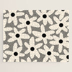 Daisy Time Retro Floral Checks and Dots Pattern in Black and Almond Cream Jigsaw Puzzle Gallery Image 1