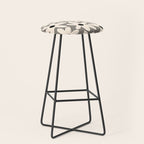 Daisy Time Retro Floral Checks and Dots Pattern in Black and Almond Cream Stool Gallery Image 1