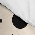 Daisy Time Retro Floral Checks and Dots Pattern in Black and Almond Cream Comforter Gallery Image 4
