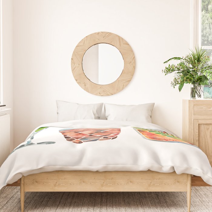 Classic Cocktails  - 1960s Watercolor Lineup Duvet Cover Gallery Image 3