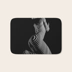 0721s-MM BW Fine Art Nude Tiger Striped Woman on Her Knees Bath Mat Gallery Image 1