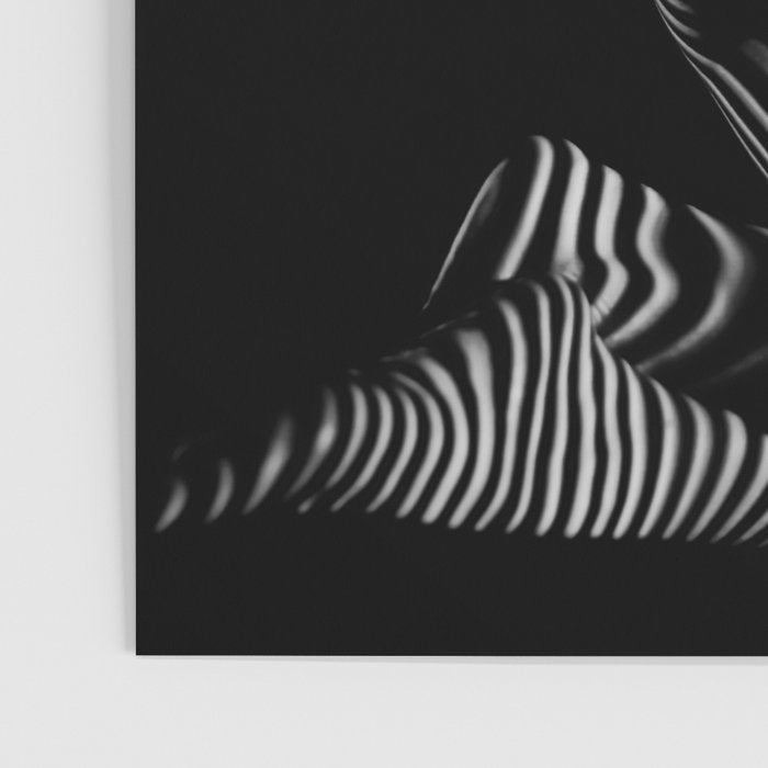 0721s-MM BW Fine Art Nude Tiger Striped Woman on Her Knees Poster Gallery Image 3