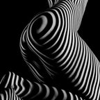 0721s-MM BW Fine Art Nude Tiger Striped Woman on Her Knees Coffee Mug Gallery Image 2