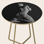 0721s-MM BW Fine Art Nude Tiger Striped Woman on Her Knees Side Table Gallery Image 2