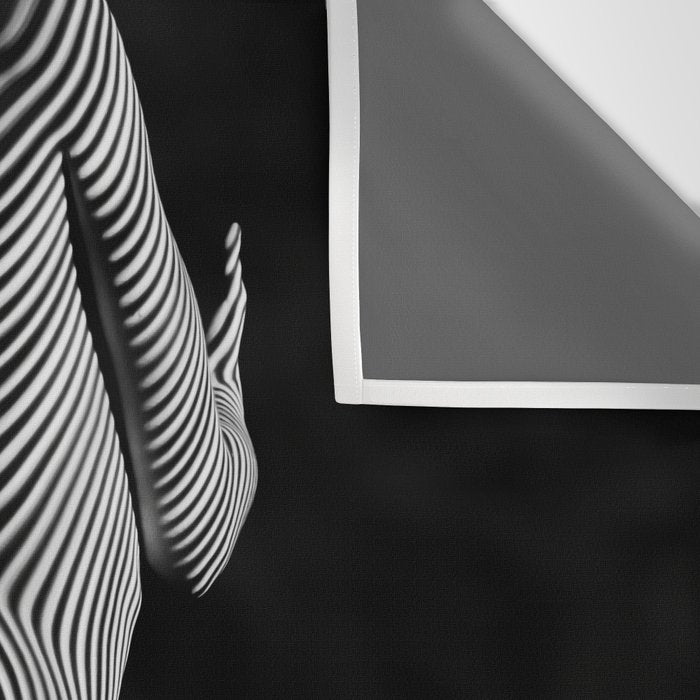 0721s-MM BW Fine Art Nude Tiger Striped Woman on Her Knees Wall Tapestry Gallery Image 3