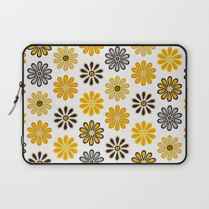 Retro Florals â Yellow & Black Laptop Sleeve Gallery Image 1